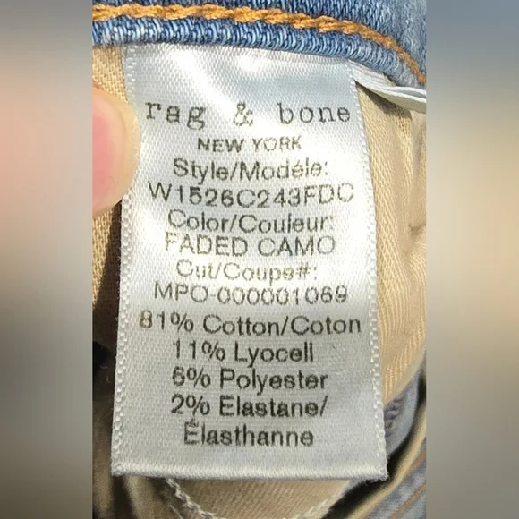 Rag & Bone Cate Midrise Ankle Skinny In Faded Camo Size 25 - Picture 8 of 9